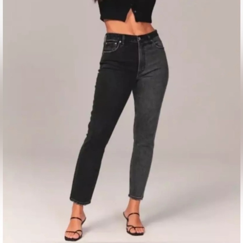 Abercrombie & Fitch The Skinny High Rise Curve Love Two Tone Black 27 4 NWT New